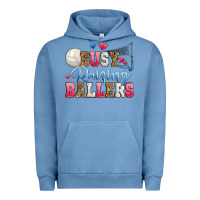 Pigment Pebble Blue busy raising ballers volleyball Urban Hoodie - Zillion Design Studio