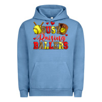 Pigment Pebble Blue busy raising ballers softball Urban Hoodie - Zillion Design Studio