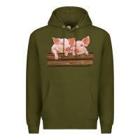 Army Green barn pigs Premium Hoodie - RanaPortraitStore