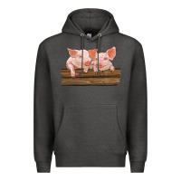 Charcoal Heather barn pigs Premium Hoodie - RanaPortraitStore