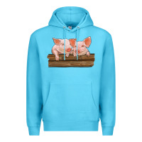 Ocean Blue barn pigs Premium Hoodie - RanaPortraitStore