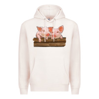 Pale Pink barn pigs Premium Hoodie - RanaPortraitStore