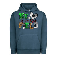 Pigment Midnight Navy my heart is on that field soccer Urban Hoodie - Zillion Design Studio