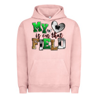 Pigment Salmon my heart is on that field soccer Urban Hoodie - Zillion Design Studio