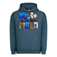 Pigment Midnight Navy my heart is on that field baseball Urban Hoodie - Zillion Design Studio