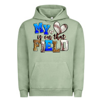 Pigment Oil Green my heart is on that field baseball Urban Hoodie - Zillion Design Studio