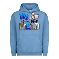 Pigment Pebble Blue my heart is on that field baseball Urban Hoodie - Zillion Design Studio