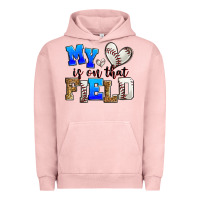 Pigment Salmon my heart is on that field baseball Urban Hoodie - Zillion Design Studio