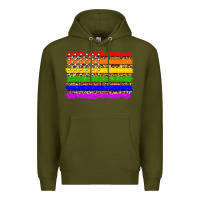 Army Green lgbtq and usa flag Premium Hoodie - Zillion Design Studio