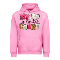 Fuchsia Pink my heart is on that court volleyball Urban Hoodie - Zillion Design Studio