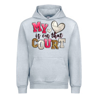Heather Grey my heart is on that court volleyball Urban Hoodie - Zillion Design Studio