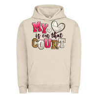 Pigment French Oak my heart is on that court volleyball Urban Hoodie - Zillion Design Studio