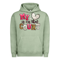 Pigment Oil Green my heart is on that court volleyball Urban Hoodie - Zillion Design Studio