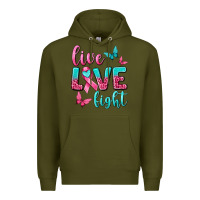 Army Green Live Love Fight Breast Cancer Premium Hoodie - texasbilliewilder