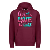 Burgundy Live Love Fight Breast Cancer Premium Hoodie - texasbilliewilder