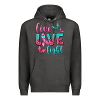 Charcoal Heather Live Love Fight Breast Cancer Premium Hoodie - texasbilliewilder