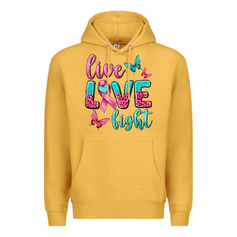 Live Love Fight Breast Cancer Premium Hoodie by texasbilliewilder | Teevron