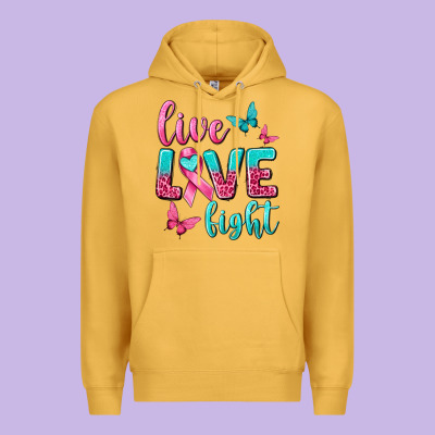 Live Love Fight Breast Cancer Premium Hoodie Designed By Texasbilliewilder