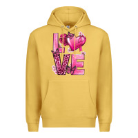 Antique Gold Love Cancer with Heart Premium Hoodie - texasbilliewilder