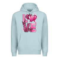 Blue Mist Love Cancer with Heart Premium Hoodie - texasbilliewilder