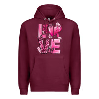 Burgundy Love Cancer with Heart Premium Hoodie - texasbilliewilder