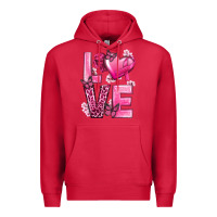 Cardinal Love Cancer with Heart Premium Hoodie - texasbilliewilder