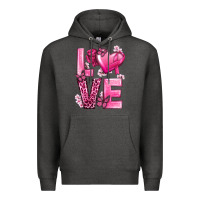 Charcoal Heather Love Cancer with Heart Premium Hoodie - texasbilliewilder