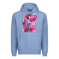 Colony Blue Love Cancer with Heart Premium Hoodie - texasbilliewilder