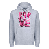 Heather Grey Love Cancer with Heart Premium Hoodie - texasbilliewilder