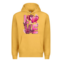 Mustard Love Cancer with Heart Premium Hoodie - texasbilliewilder