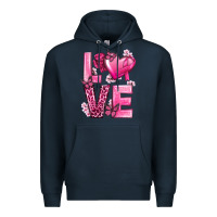 Navy Love Cancer with Heart Premium Hoodie - texasbilliewilder