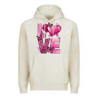 Oatmeal Heather Love Cancer with Heart Premium Hoodie - texasbilliewilder
