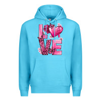Ocean Blue Love Cancer with Heart Premium Hoodie - texasbilliewilder