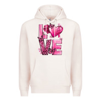 Pale Pink Love Cancer with Heart Premium Hoodie - texasbilliewilder