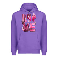 Purple Love Cancer with Heart Premium Hoodie - texasbilliewilder