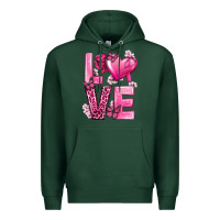 Sports Green Love Cancer with Heart Premium Hoodie - texasbilliewilder