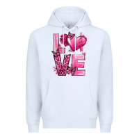 White Love Cancer with Heart Premium Hoodie - texasbilliewilder