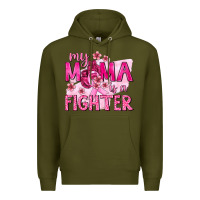 Army Green My Mama Is a Fighter with Ribbon Premium Hoodie - texasbilliewilder