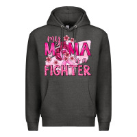 Charcoal Heather My Mama Is a Fighter with Ribbon Premium Hoodie - texasbilliewilder