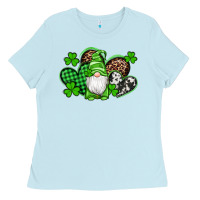 Baby Blue st patricks day gnome with western hearts Ladies Tee - Artiststas