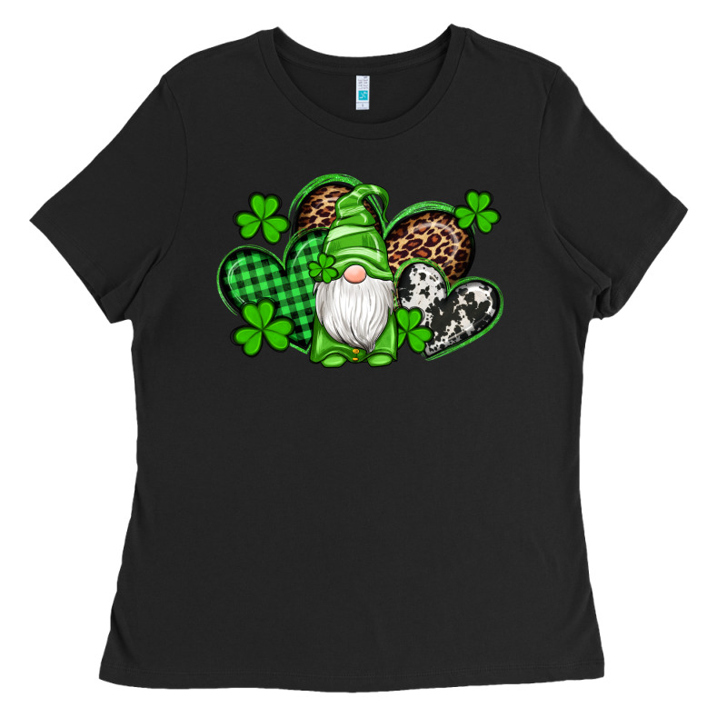 St Patricks Day Gnome With Western Hearts Ladies Tee by Artiststas | Teevron