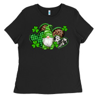 Black st patricks day gnome with western hearts Ladies Tee - Artiststas