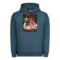 Pigment Midnight Navy christmas roosters with background Urban Hoodie - RanaPortraitStore