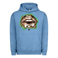 Pigment Pebble Blue soccer lips Urban Hoodie - Zillion Design Studio