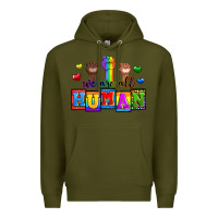 Army Green we are all human Premium Hoodie - Zillion Design Studio