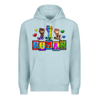 Blue Mist we are all human Premium Hoodie - Zillion Design Studio