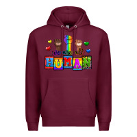 Burgundy we are all human Premium Hoodie - Zillion Design Studio