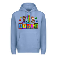 Colony Blue we are all human Premium Hoodie - Zillion Design Studio