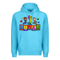 Ocean Blue we are all human Premium Hoodie - Zillion Design Studio