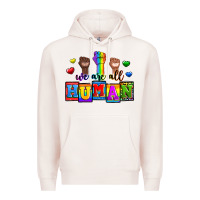 Pale Pink we are all human Premium Hoodie - Zillion Design Studio